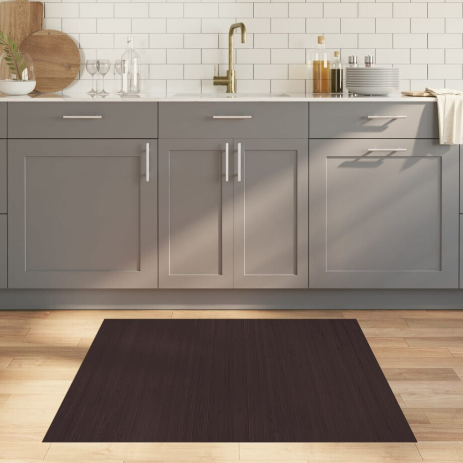 vidaXL Vloerkleed rechthoekig 100x100 cm bamboe donkerbruin afbeelding 1