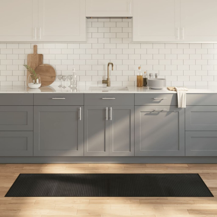 vidaXL Vloerkleed rechthoekig 60x200 cm bamboe zwart afbeelding 1