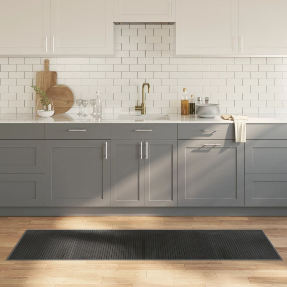 vidaXL Vloerkleed rechthoekig 60x200 cm bamboe grijs afbeelding 1