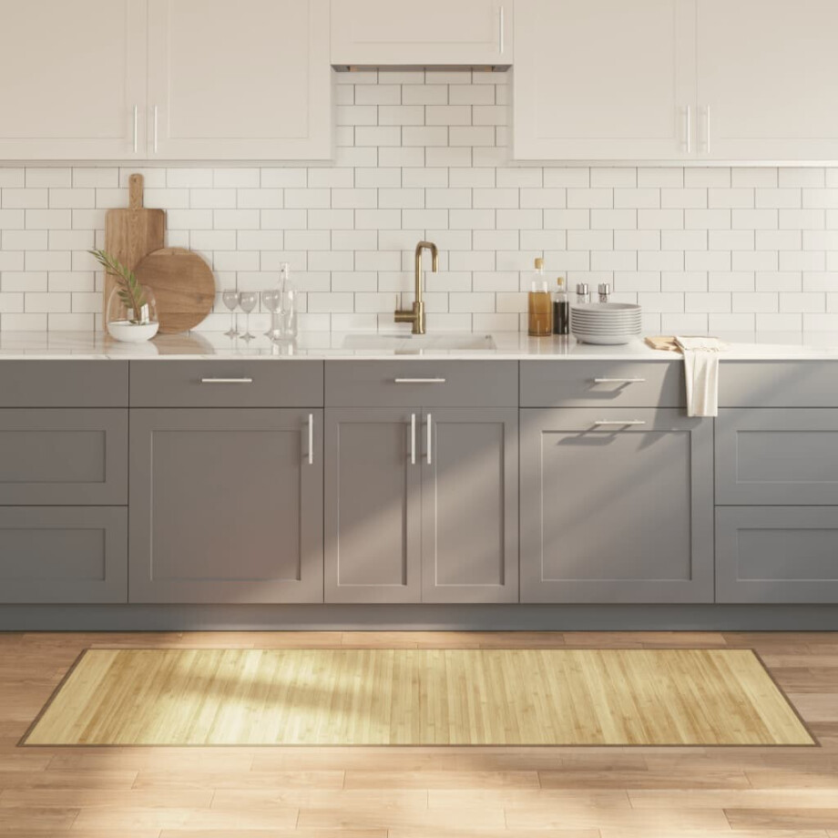 vidaXL Vloerkleed rechthoekig 70x200 cm bamboe lichtnaturel afbeelding 1