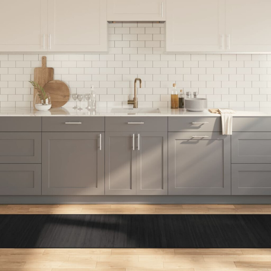 vidaXL Vloerkleed rechthoekig 70x300 cm bamboe zwart afbeelding 1