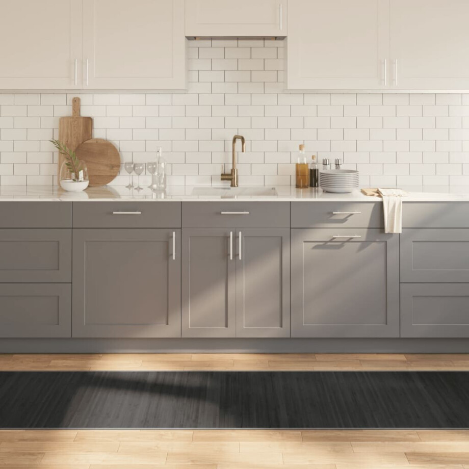 vidaXL Vloerkleed rechthoekig 70x400 cm bamboe grijs afbeelding 1