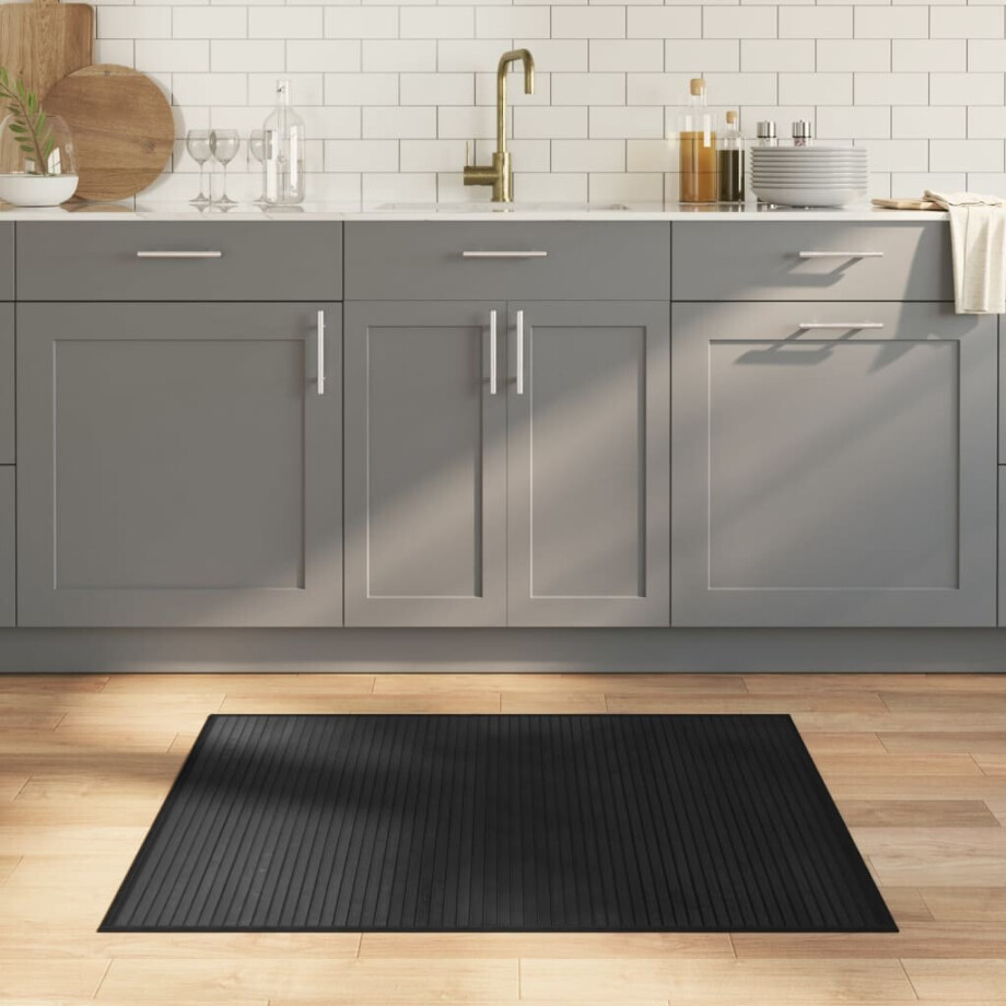 vidaXL Vloerkleed rechthoekig 80x100 cm bamboe zwart afbeelding 1