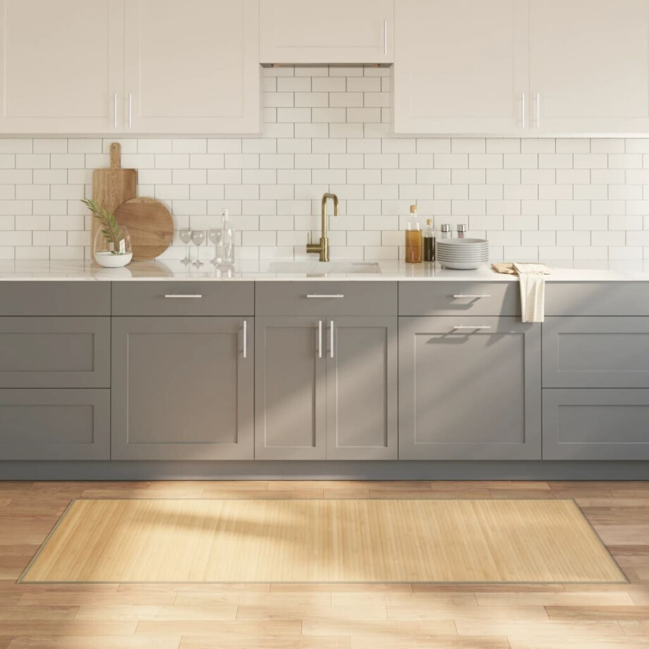 vidaXL Vloerkleed rechthoekig 80x200 cm bamboe lichtnaturel afbeelding 1