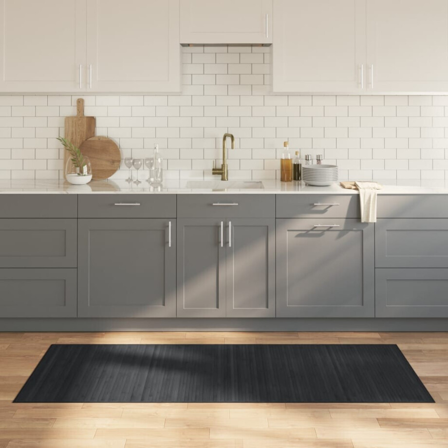 vidaXL Vloerkleed rechthoekig 80x200 cm bamboe grijs afbeelding 1