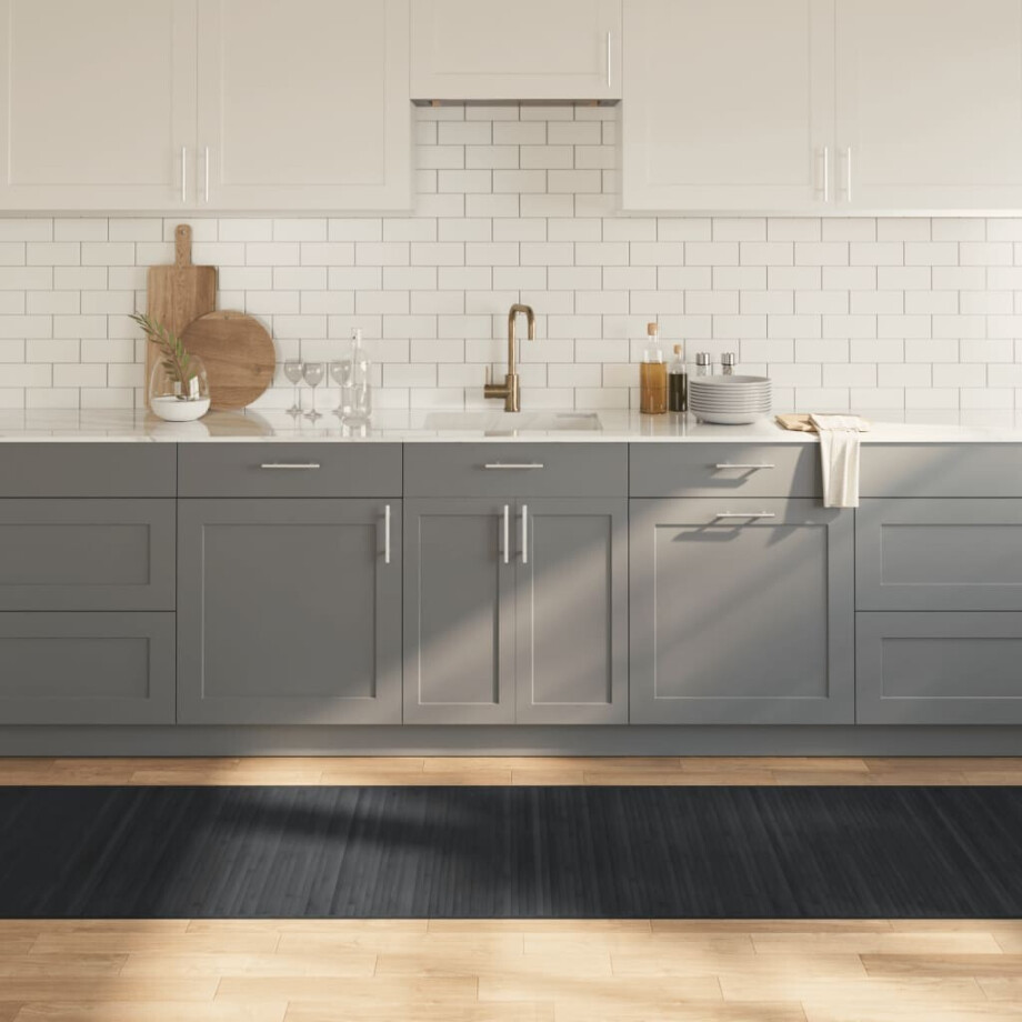 vidaXL Vloerkleed rechthoekig 80x300 cm bamboe grijs afbeelding 1