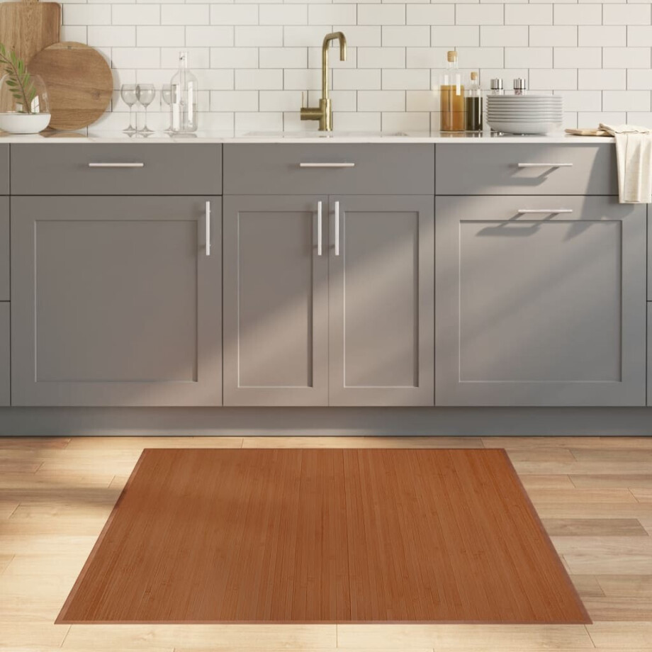 vidaXL Vloerkleed vierkant 100x100 cm bamboe bruin afbeelding 1