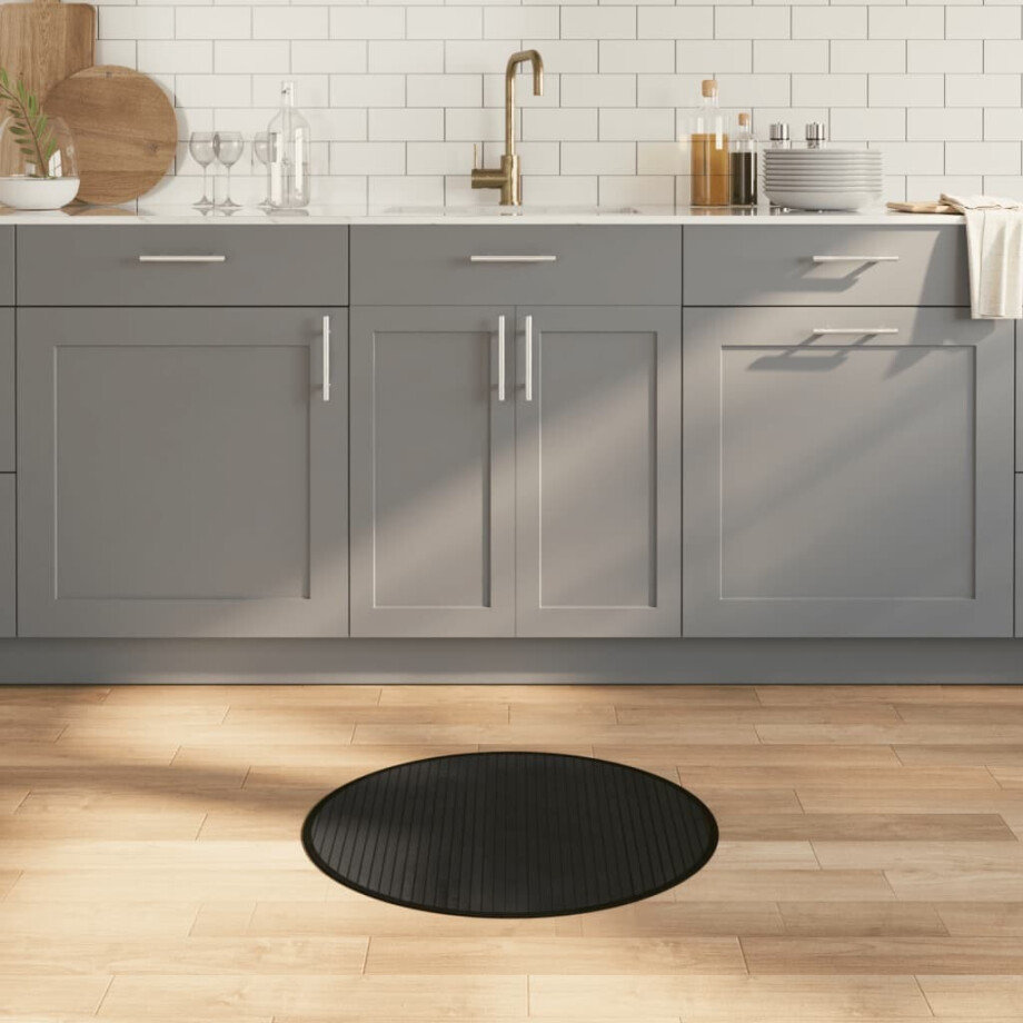 vidaXL Vloerkleed rond 60 cm bamboe zwart afbeelding 1