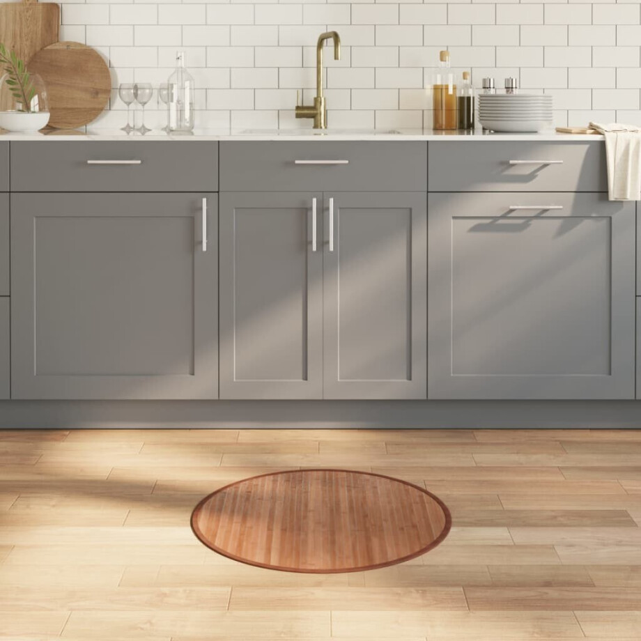 vidaXL Vloerkleed rond 60 cm bamboe naturel afbeelding 1