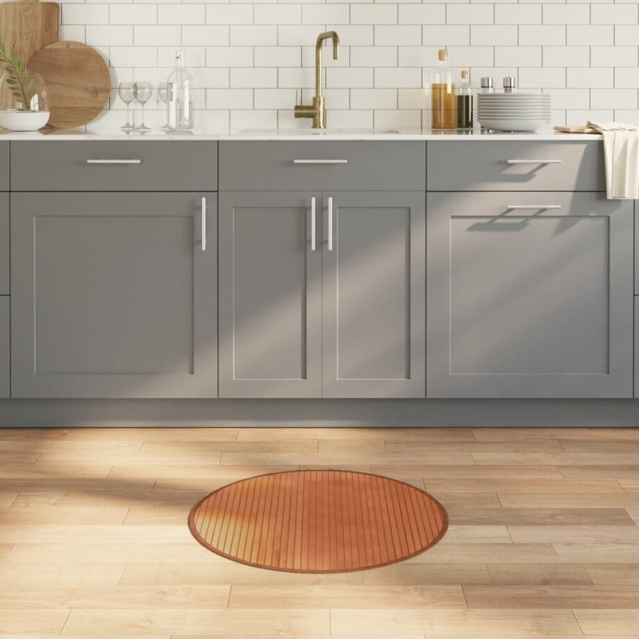 vidaXL Vloerkleed rond 60 cm bamboe bruin afbeelding 1