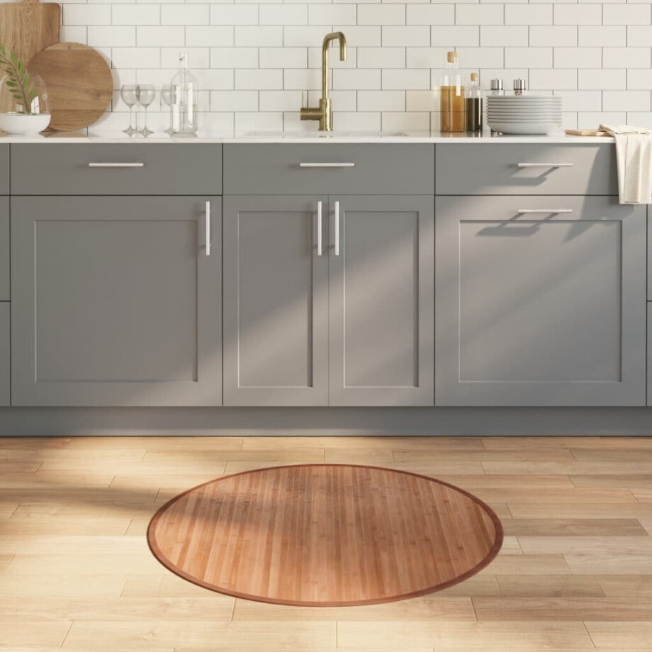 vidaXL Vloerkleed rond 80 cm bamboe naturel afbeelding 1