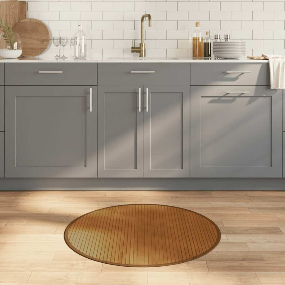 vidaXL Vloerkleed rond 80 cm bamboe bruin afbeelding 1