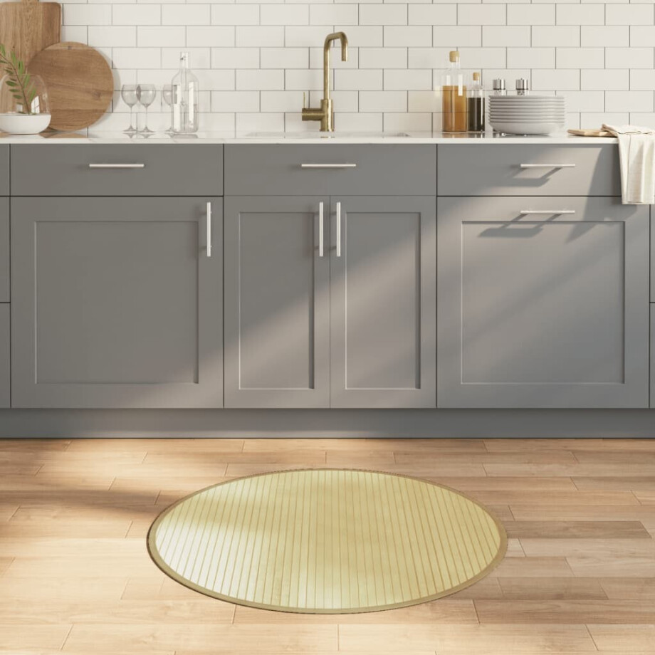 vidaXL Vloerkleed rond 80 cm bamboe lichtnaturel afbeelding 1
