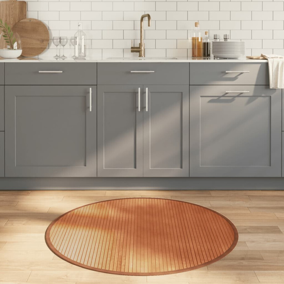 vidaXL Vloerkleed rond 100 cm bamboe bruin afbeelding 1