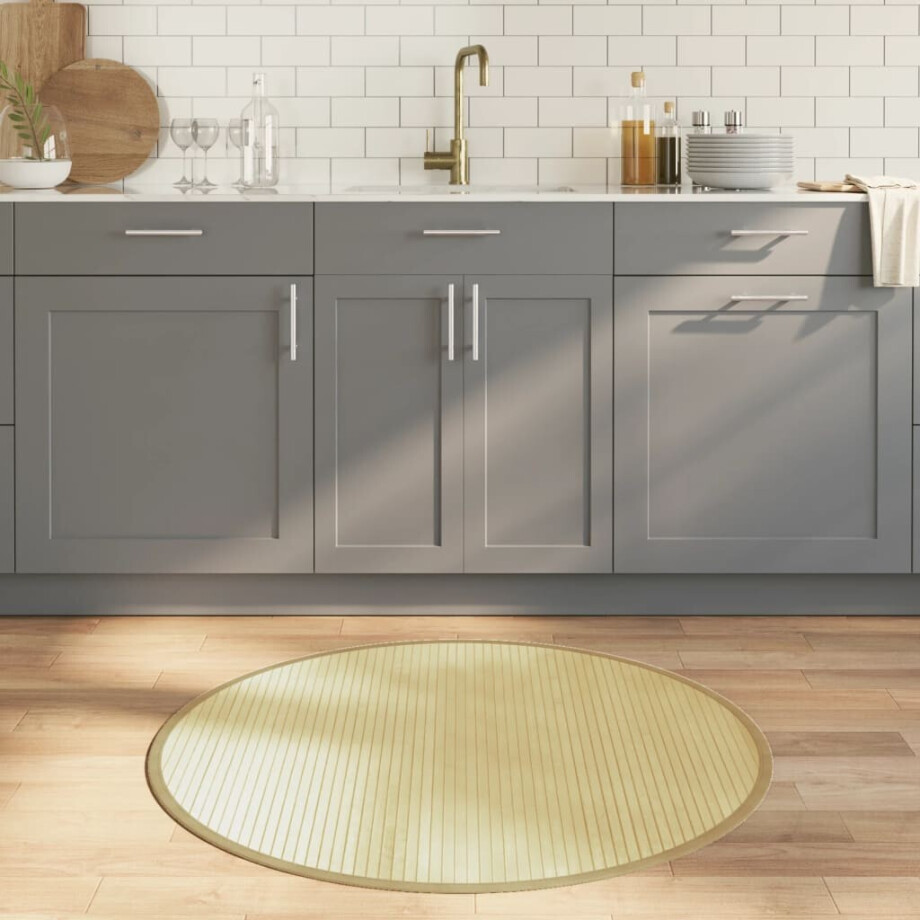 vidaXL Vloerkleed rond 100 cm bamboe lichtnaturel afbeelding 1