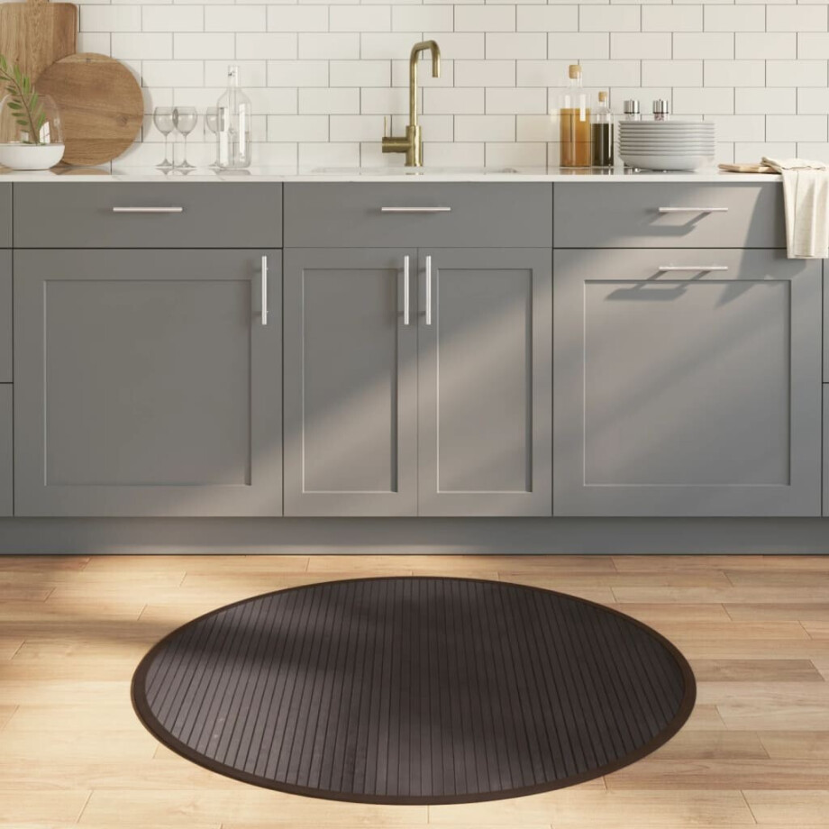 vidaXL Vloerkleed rond 100 cm bamboe donkerbruin afbeelding 1