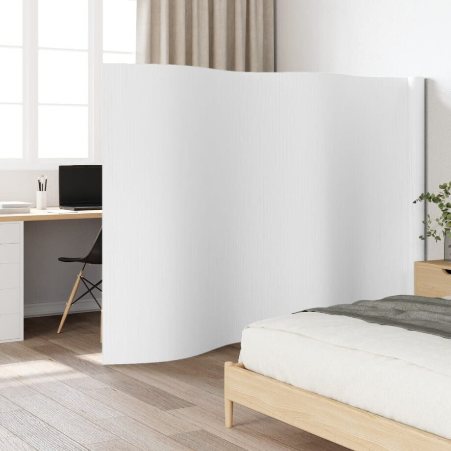 vidaXL Kamerscherm 165x600 cm bamboe wit afbeelding 1