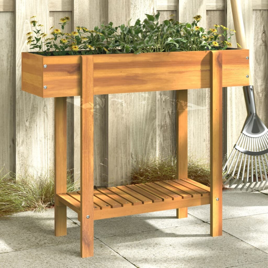 vidaXL Plantenbak verhoogd 90x30x75 cm massief acaciahout afbeelding 1