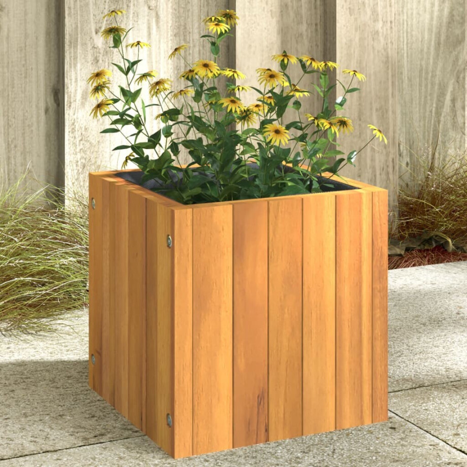 vidaXL Plantenbak 25x25x25 cm massief acaciahout afbeelding 1