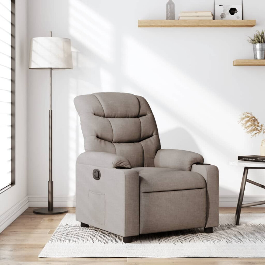 vidaXL Fauteuil verstelbaar stof taupe afbeelding 1