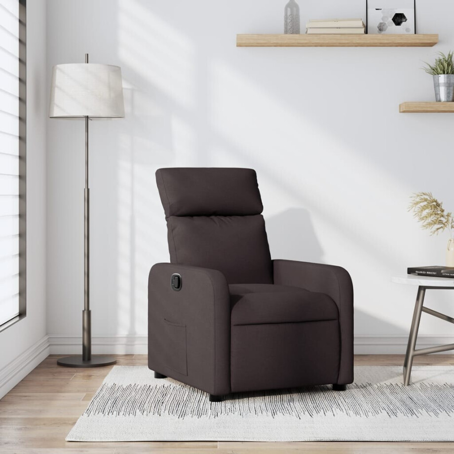 vidaXL Fauteuil verstelbaar stof donkerbruin afbeelding 1