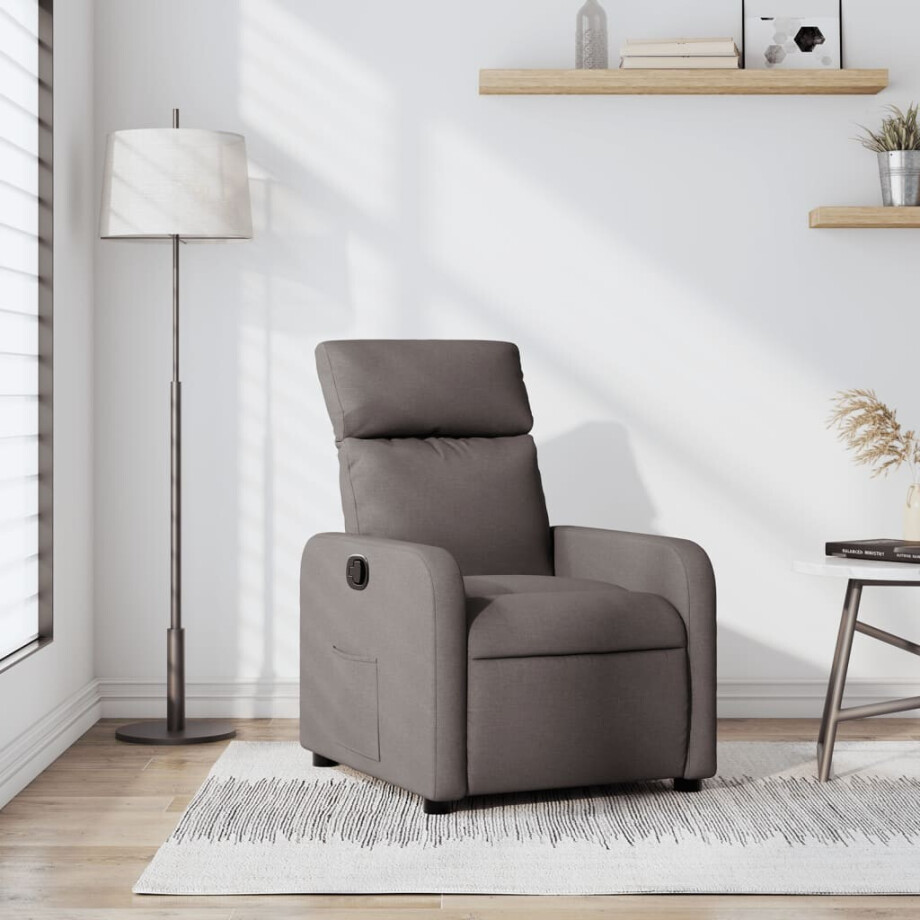 vidaXL Fauteuil verstelbaar stof taupe afbeelding 1