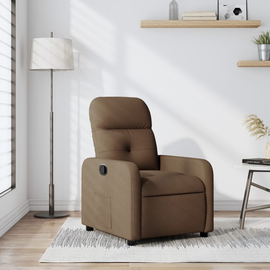 vidaXL Fauteuil verstelbaar stof bruin afbeelding 1