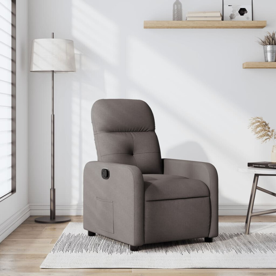 vidaXL Fauteuil verstelbaar stof taupe afbeelding 1
