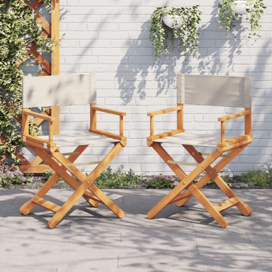 vidaXL Regisseursstoelen 2 st inklapbaar stof crèmewit vidaXL Regisseursstoelen 2 st inklapbaar stof crèmewit afbeelding 1