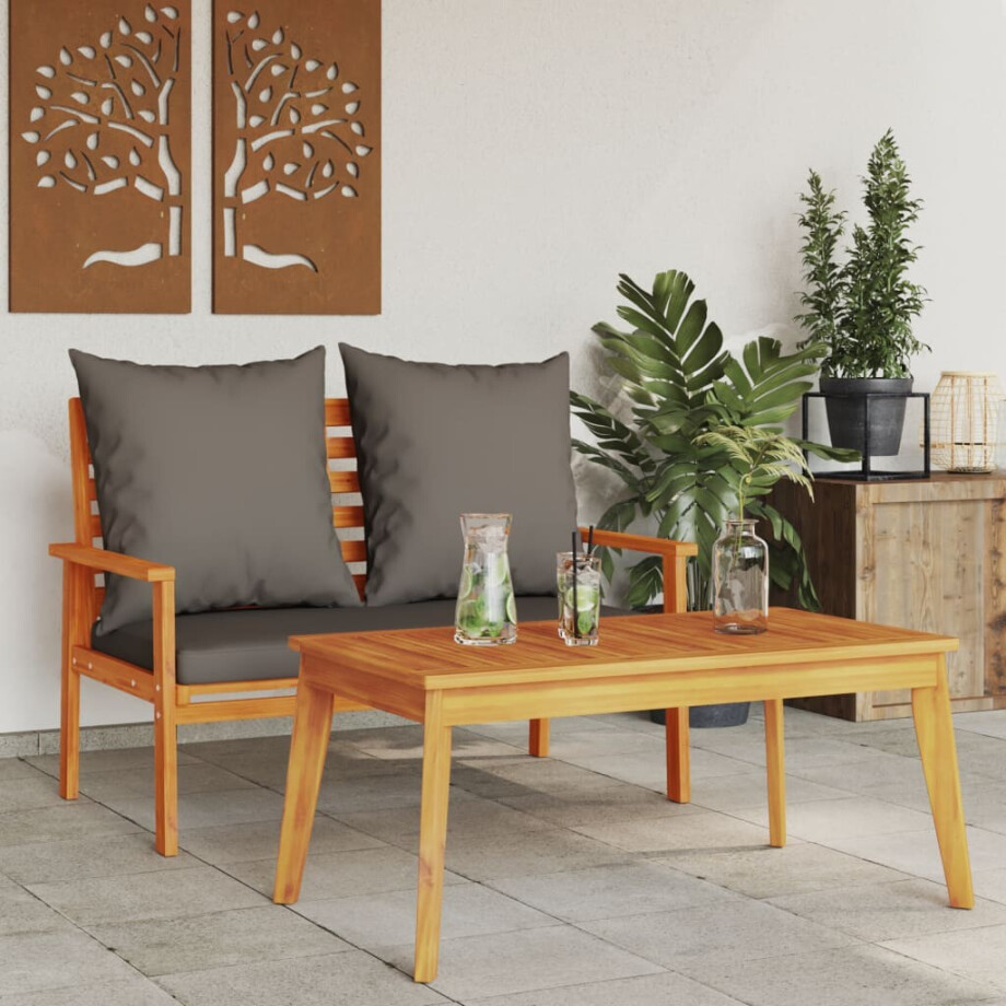 vidaXL Tuinset met kussens massief acaciahout vidaXL Tuinset met kussens massief acaciahout afbeelding 1