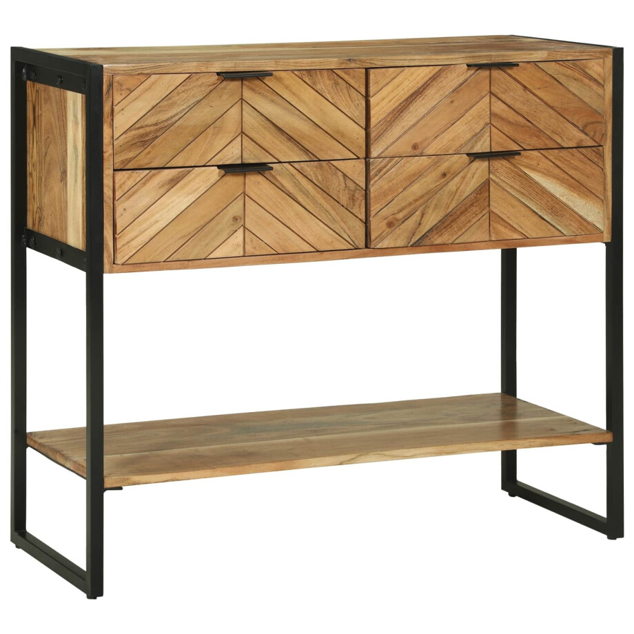 vidaXL Wandtafel met lade Bruin 90 x 35 x 80 cm Massief Acaciahout afbeelding 1