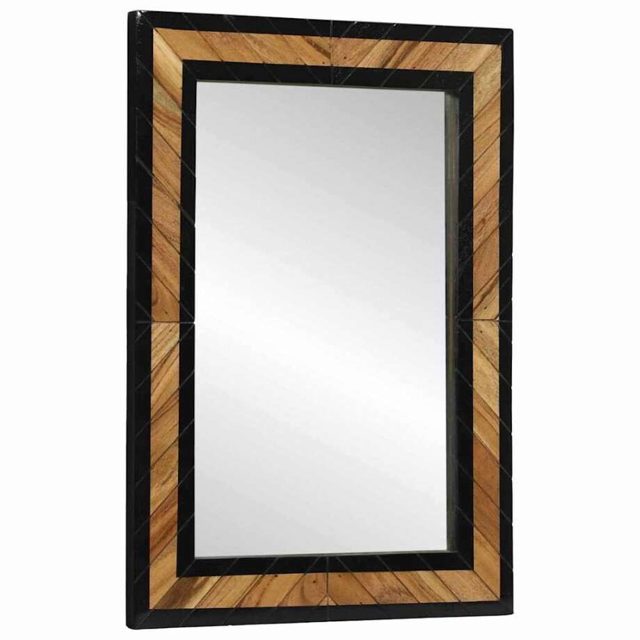 vidaXL Wandspiegel Zwart en Bruin 70 x 2 x 70 cm Massief Acaciahout afbeelding 1