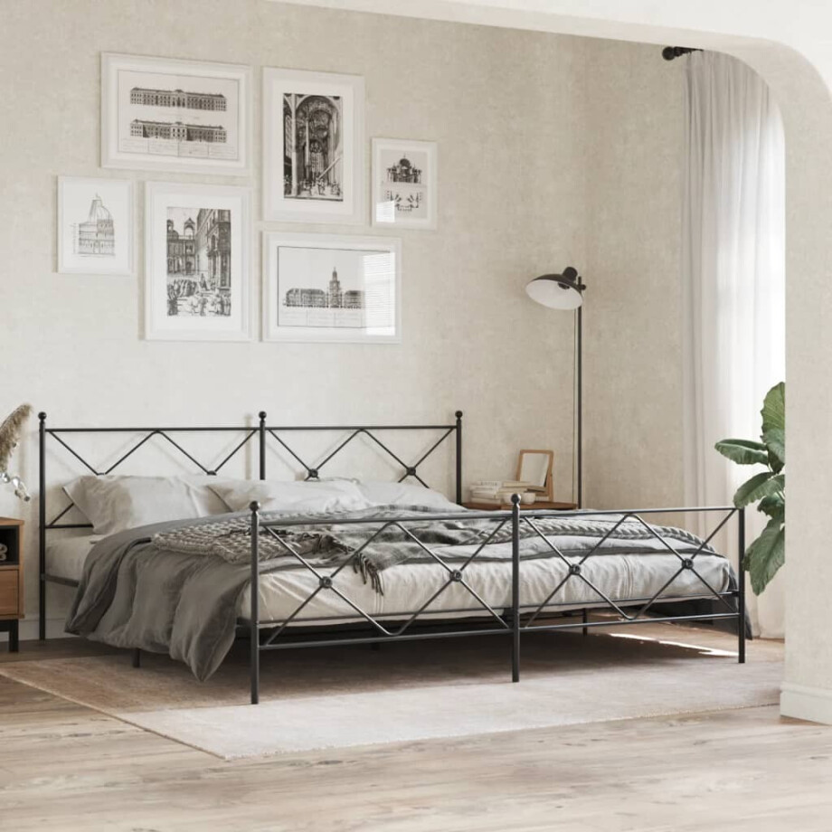 vidaXL Bedframe met hoofd- en voeteneinde metaal zwart 193x203 cm vidaXL Bedframe met hoofd- en voeteneinde metaal zwart 193x203 cm afbeelding 1