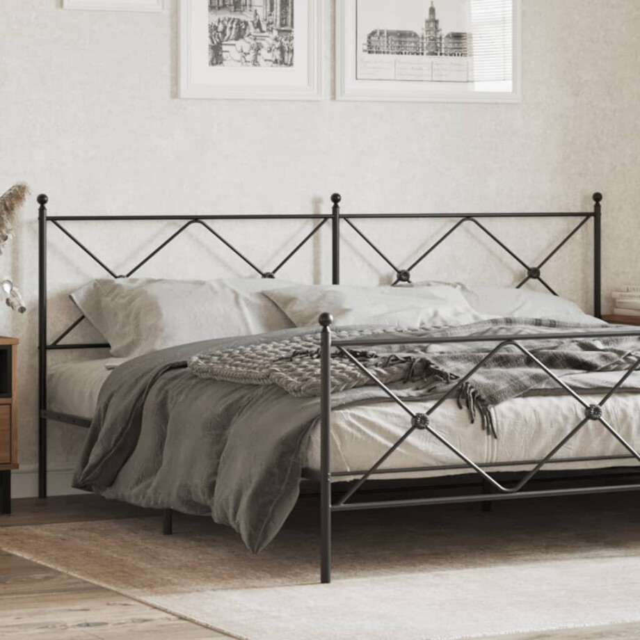 vidaXL Vervangend hoofdbord 193 cm metaal zwart afbeelding 1