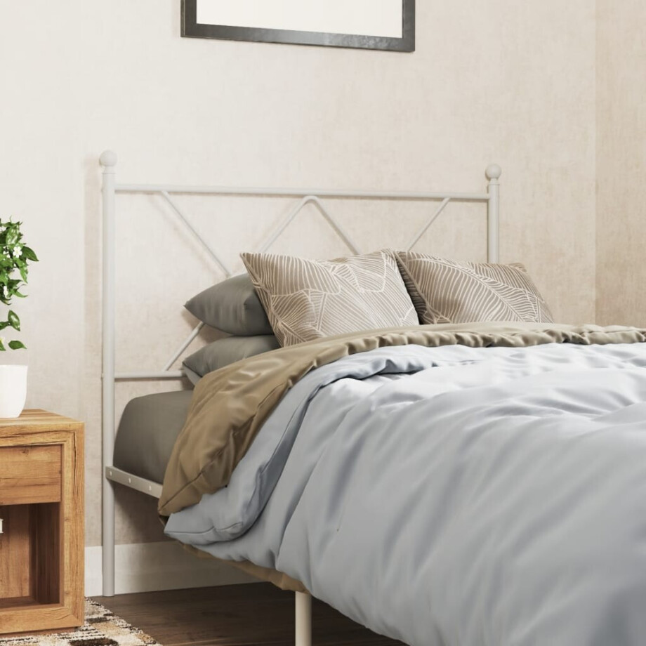 vidaXL Vervangend hoofdbord 90 cm metaal wit afbeelding 1