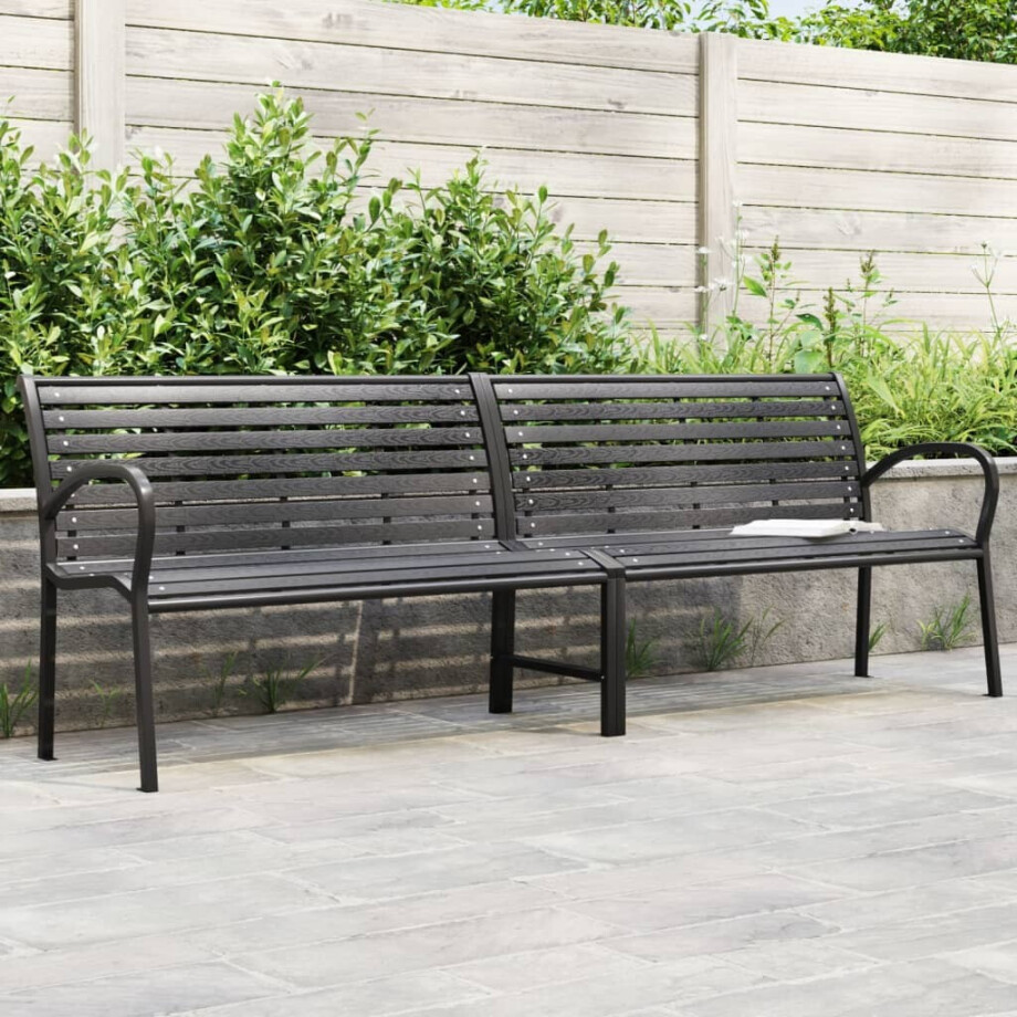 vidaXL Tuinbank dubbel 231 cm staal en HKC zwart vidaXL Tuinbank dubbel 231 cm staal en HKC zwart afbeelding 1