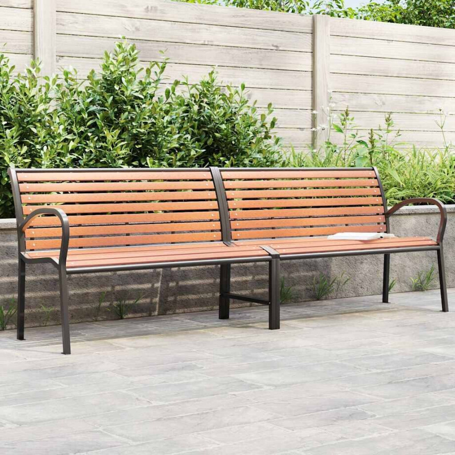 vidaXL Tuinbank 231 cm hout en gepoedercoat staal bruin vidaXL Tuinbank 231 cm hout en gepoedercoat staal bruin afbeelding 1