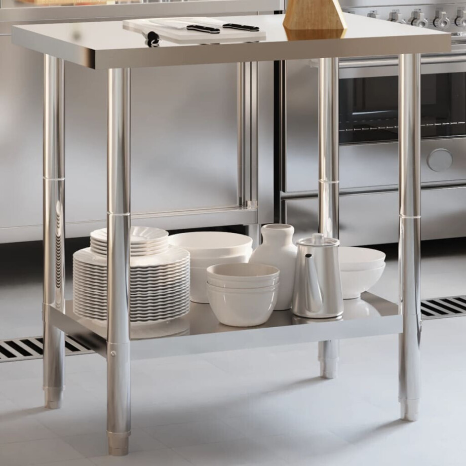 vidaXL Keukenwerktafel 82,5x55x85 cm roestvrij staal afbeelding 