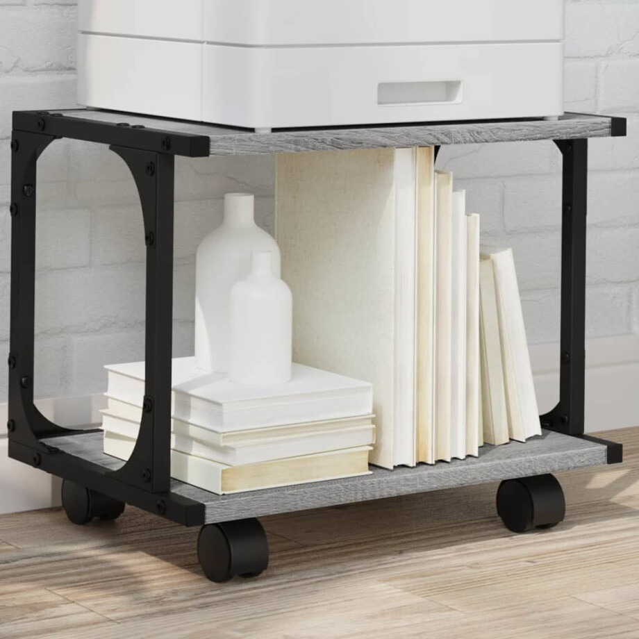 vidaXL Printerkastje 2-laags 41x28x33,5 cm bewerkt hout grijs sonoma afbeelding 1