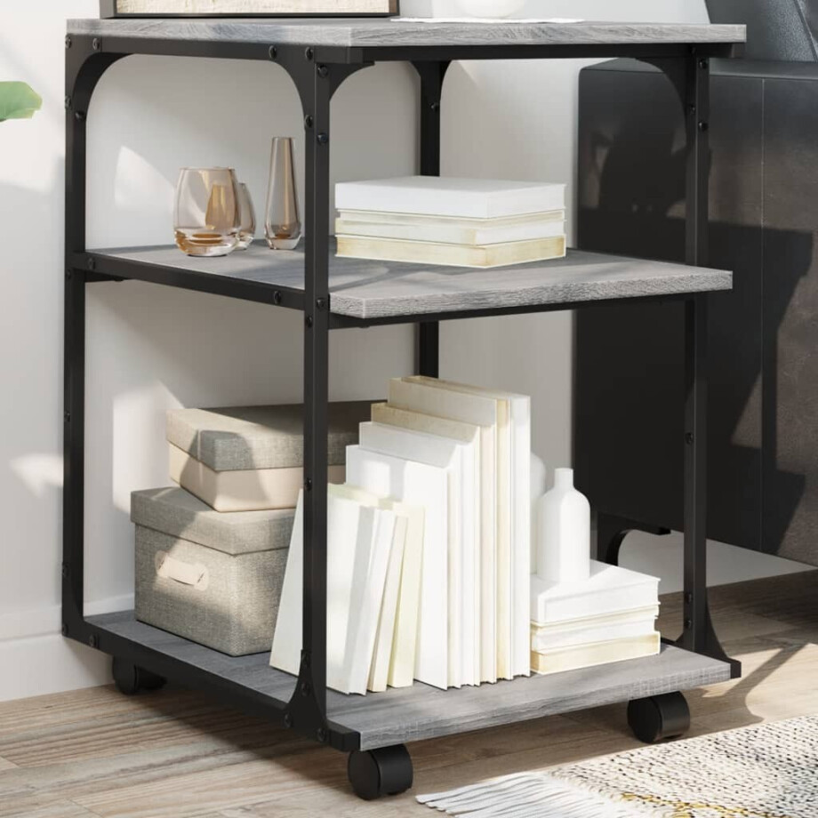 vidaXL Printerkastje 3-laags 43x48x64 cm bewerkt hout grijs sonoma afbeelding 1