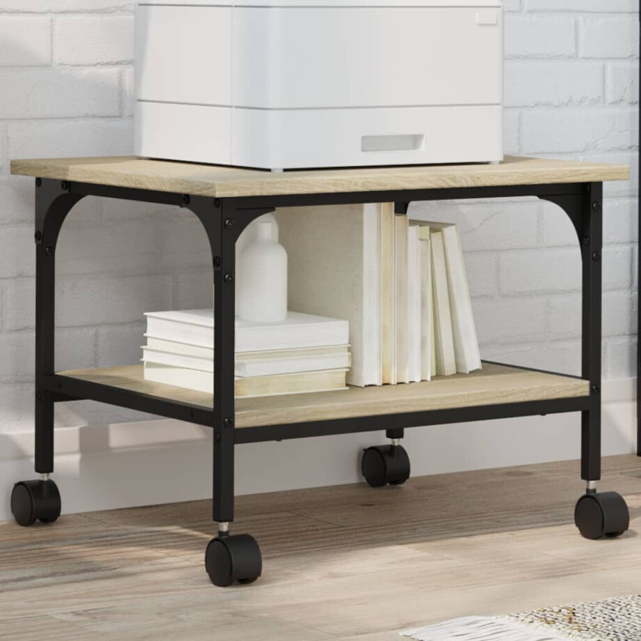 vidaXL Printerkastje 2-laags 50x40x38 cm bewerkt hout sonoma eiken afbeelding 1