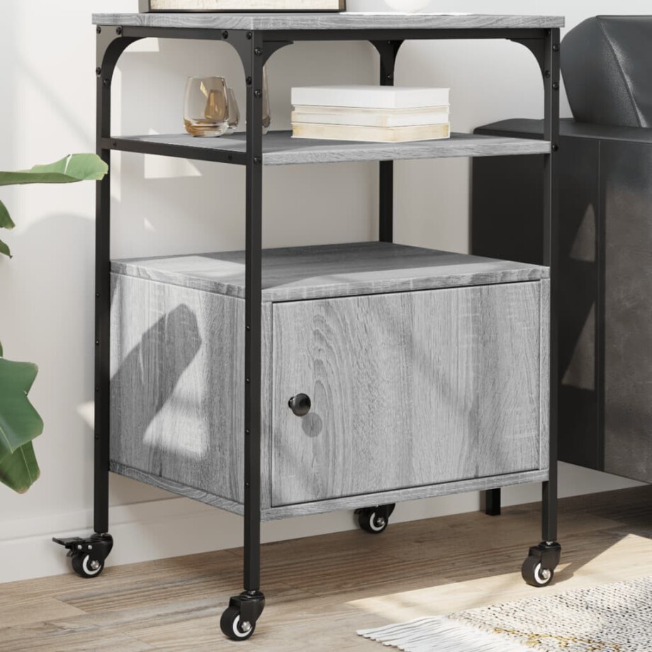 vidaXL Printerkastje 3-laags 50x40x76 cm bewerkt hout grijs sonoma afbeelding 1