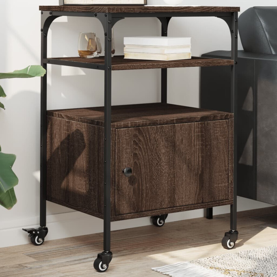 vidaXL Printerkastje 3-laags 50x40x76 cm bewerkt hout bruin eiken afbeelding 1