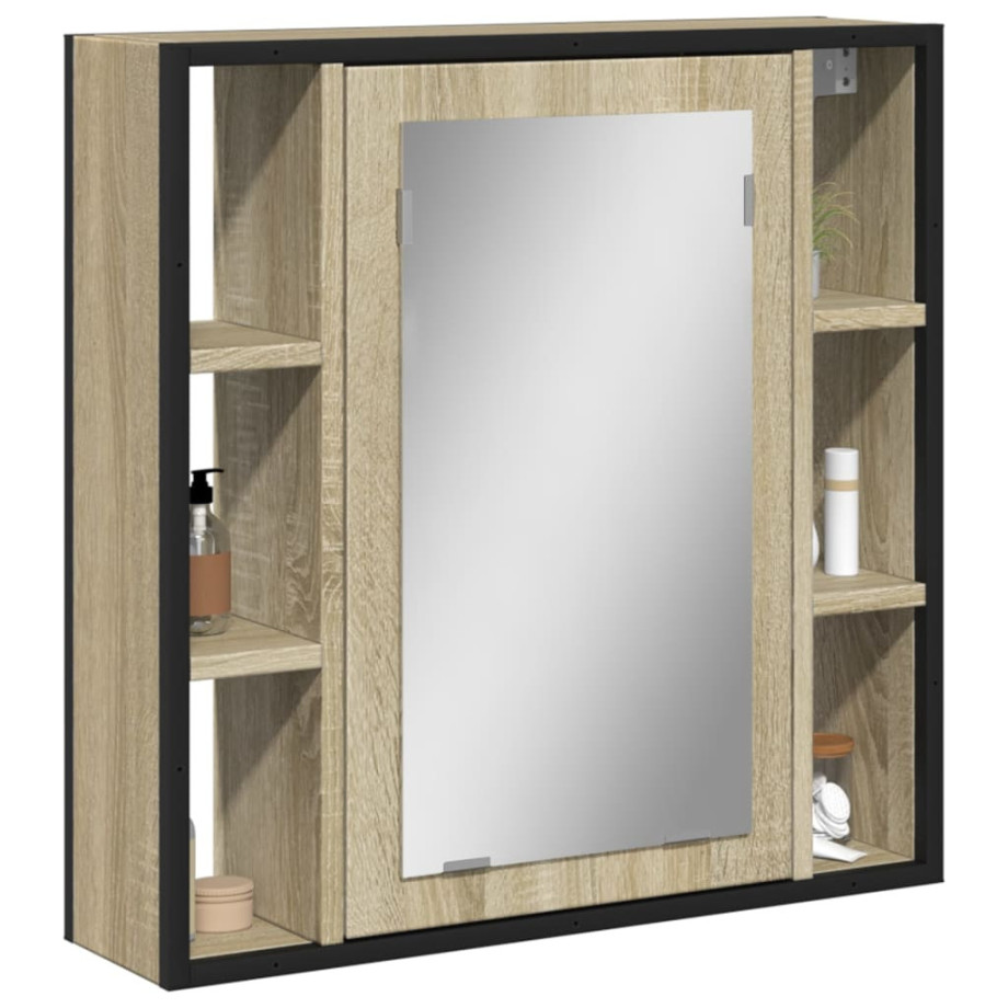 vidaXL Badkamerspiegelkast 60x16x60 cm bewerkt hout sonoma eikenkleur afbeelding 1