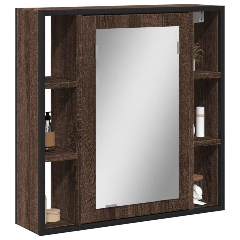 vidaXL Badkamerspiegelkast 60x16x60 cm bewerkt hout bruin eikenkleurig afbeelding 1