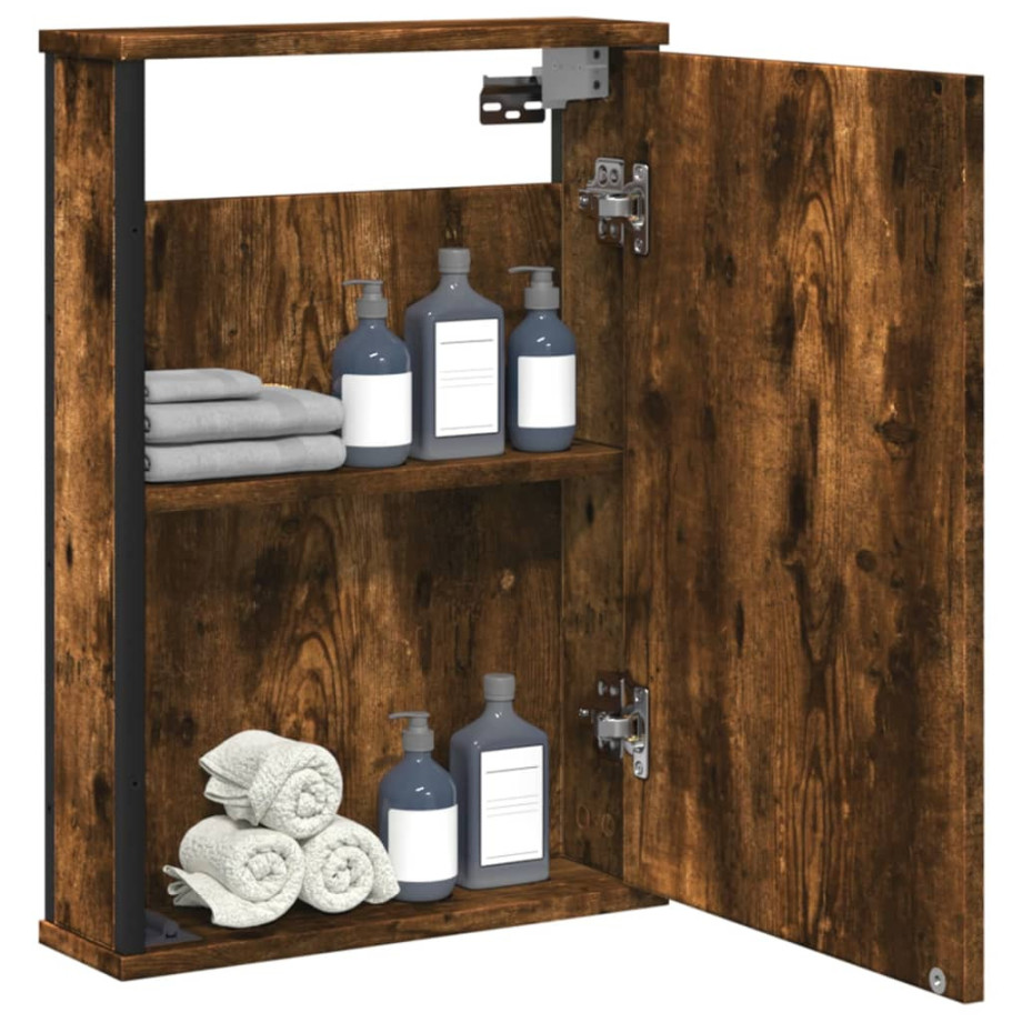 vidaXL Badkamerspiegelkast 42x12x60 cm bewerkt hout gerookt eikenkleur afbeelding 1