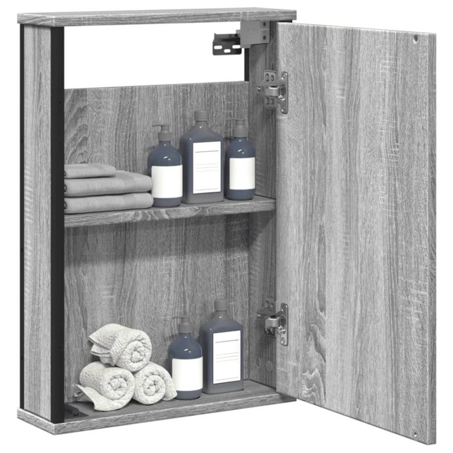 vidaXL Badkamerspiegelkast 42x12x60 cm bewerkt hout grijs sonoma eiken afbeelding 1