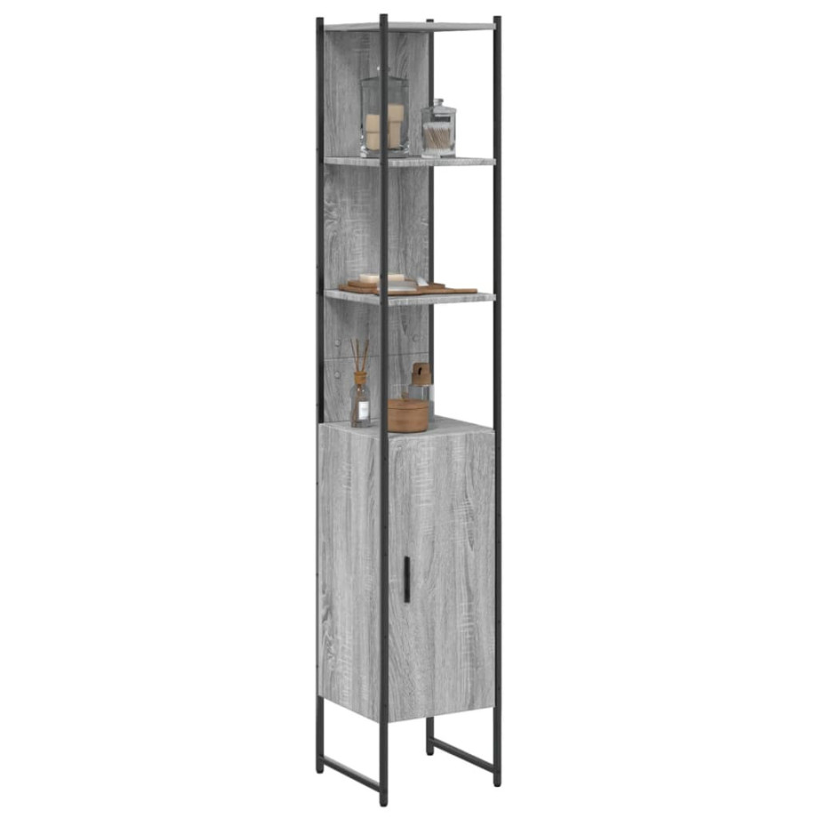 vidaXL Badkamerkast 33x33x185,5 cm bewerkt hout grijs sonoma eiken afbeelding 1