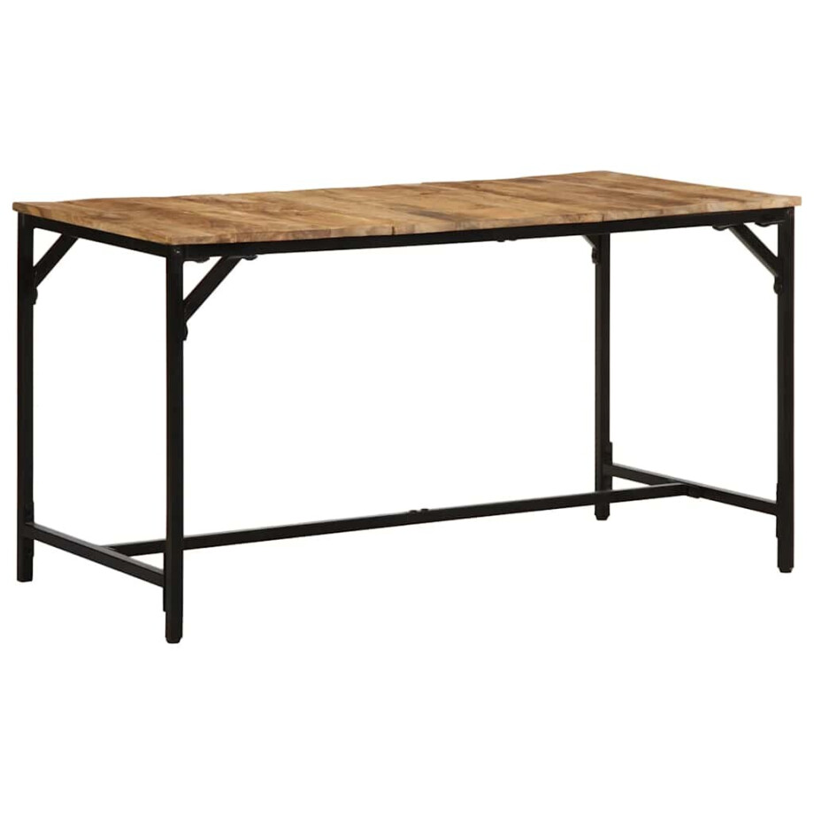 vidaXL Eettafel 140x70x75 cm massief hout ruw mangohout afbeelding 1