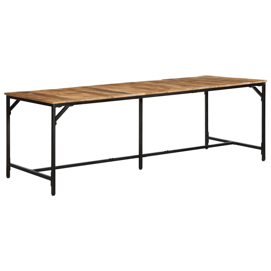 vidaXL Eettafel 220x90x75 cm massief hout ruw mangohout afbeelding 1